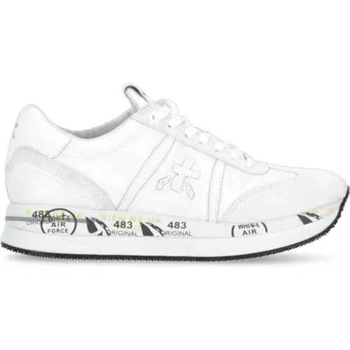 Weiße Sneakers Runde Zehe Logo Ferse,Weiße Technische Stoff Sneakers - Premiata - Modalova