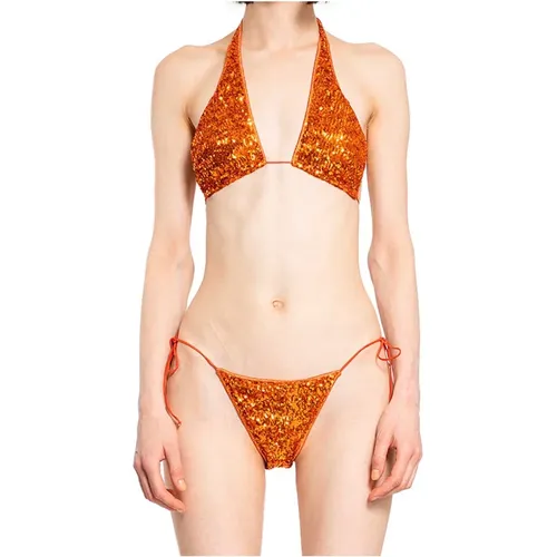 Pailletten gekreuztes Bikini-Set , Damen, Größe: S - Oseree - Modalova