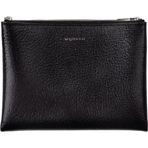 Bags, male, , Size: ONE SIZE Grained Leather Clutch Bag - alexander mcqueen - Modalova