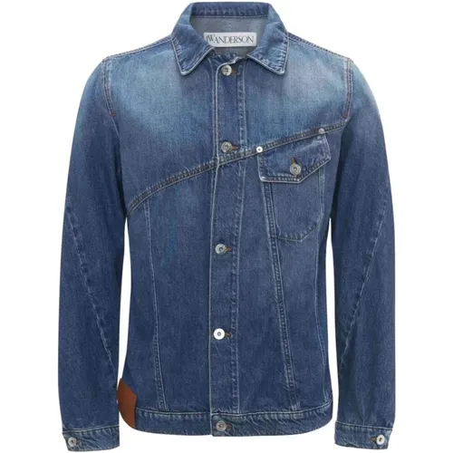 Blaue Denim Bestickte Logo Jacke , Herren, Größe: L - JW Anderson - Modalova