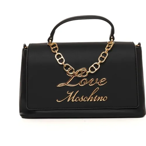 Handbags, female, , Size: ONE SIZE Chic Handbag with Metal Logo Detail - Love Moschino - Modalova