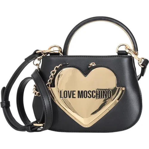 Schwarze Herz-Metall-Clutch-Tasche,Baby Heart Handtasche - Love Moschino - Modalova