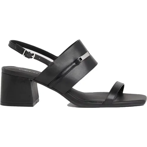 Schwarze flache Sandalen für Frauen , Damen, Größe: 38 EU - Calvin Klein - Modalova