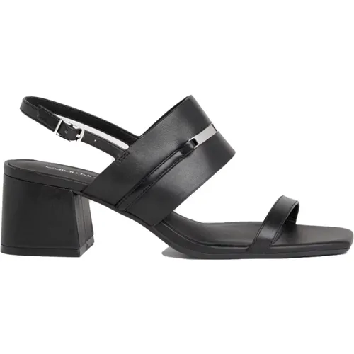 Schwarze flache Sandalen für Frauen , Damen, Größe: 41 EU - Calvin Klein - Modalova