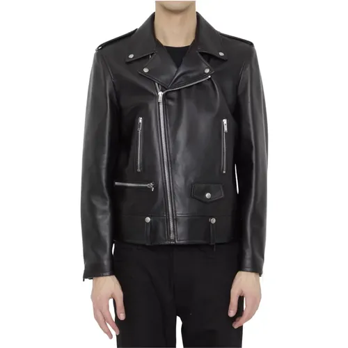 Lambskin Motorcycle Jacket , male, Sizes: L - Saint Laurent - Modalova