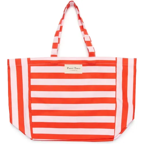 Tote Bags, female, , Size: ONE SIZE Striped Mandarin Red Tote Bag - Part Two - Modalova