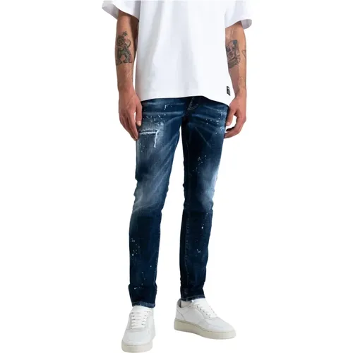 Stylische Jeans mit Lederdetails , Herren, Größe: 2XL - Dsquared2 - Modalova