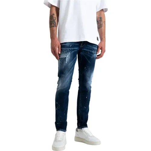 Stylische Jeans mit Lederdetails , Herren, Größe: S - Dsquared2 - Modalova