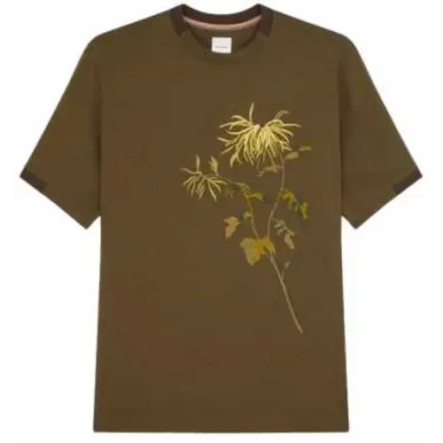 Grünes Blumenbesticktes T-Shirt - Paul Smith - Modalova