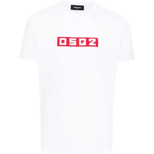 Logo T-shirt with contrast tape , male, Sizes: XL, 3XL - Dsquared2 - Modalova