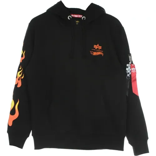 Hoodies, male, , Size: L Flame Hoody Hot Wheels Mens Hoodie - alpha industries - Modalova