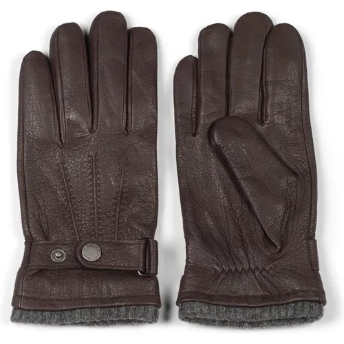 Gloves, male, , Size: M Dark Leather Gloves Classic Design - Howard London - Modalova