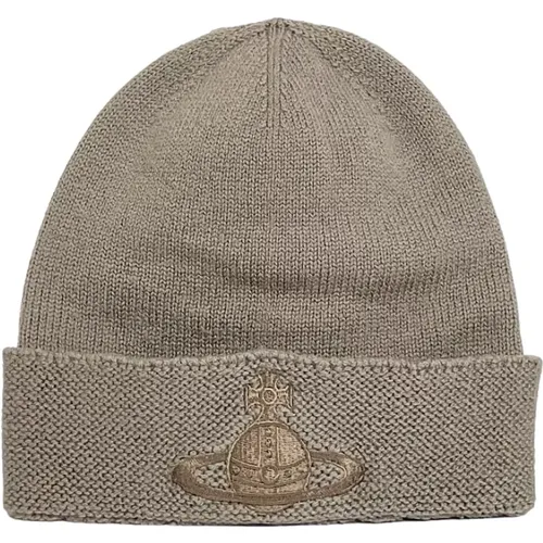 Embroidered Logo Wool Beanie Hat , unisex, Sizes: ONE SIZE - Vivienne Westwood - Modalova