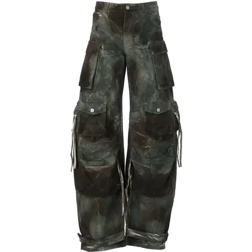 Camouflage Grüne Cargo Hose,Straight Trousers - The Attico - Modalova