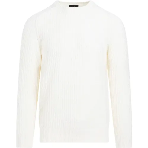 Round-neck Knitwear, male, , Size: S Off White Knit Crewneck Sweater - Dunhill - Modalova