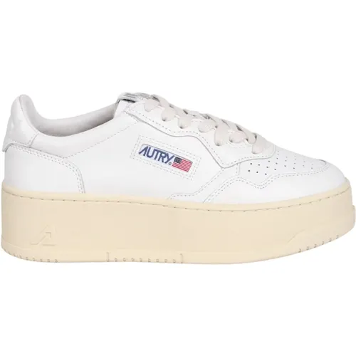 Leder Plateau Sneakers , Damen, Größe: 37 EU - Autry - Modalova