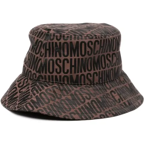 Brauner Jacquard Logo Hut , Herren, Größe: M - Moschino - Modalova