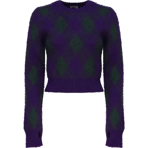 Wool Sweater with Argyle Pattern , female, Sizes: XS - Burberry - Modalova
