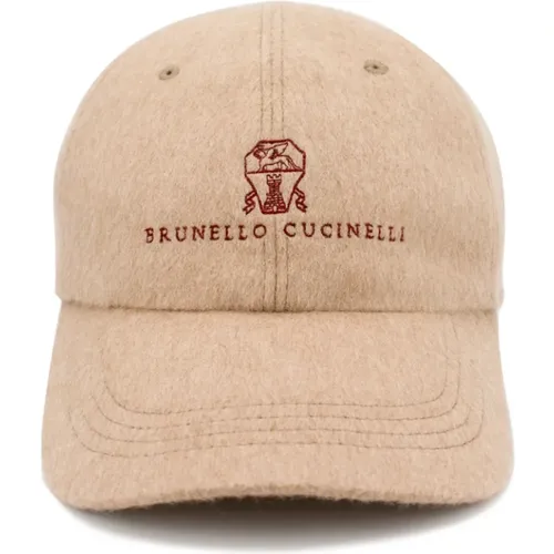 Caps, male, , Size: M Luxury Cashmere Cap with Logo Embroidery - BRUNELLO CUCINELLI - Modalova