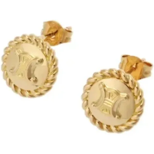 Pre-owned Jewellery, female, , Size: ONE SIZE Pre-owned Gold earrings - Celine Vintage - Modalova