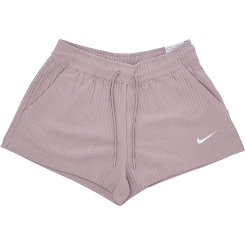 Hoch taillierte gerippte Jersey-Shorts - Nike - Modalova