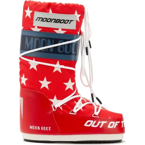 Winter Boots, male, , Size: 9 US Retrobiker Snow Boots /White Stars - moon boot - Modalova