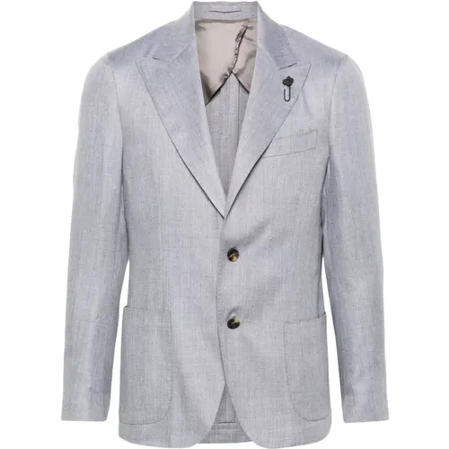 Blazers, male, , Size: M Grey Wool Cashmere Silk Blazer - Lardini - Modalova