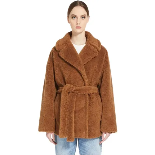 Short Wool Coat with Faux Fur Effect , female, Sizes: 3XS, 2XS, 4XS - Max Mara - Modalova