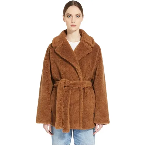 Short Wool Coat with Faux Fur Effect , female, Sizes: XS, S, 3XS, 2XS, 4XS - Max Mara - Modalova