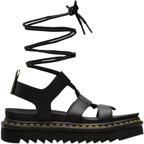 Schwarze Leder Sandalen mit Knöchelriemen , Damen, Größe: 36 EU - Dr. Martens - Modalova