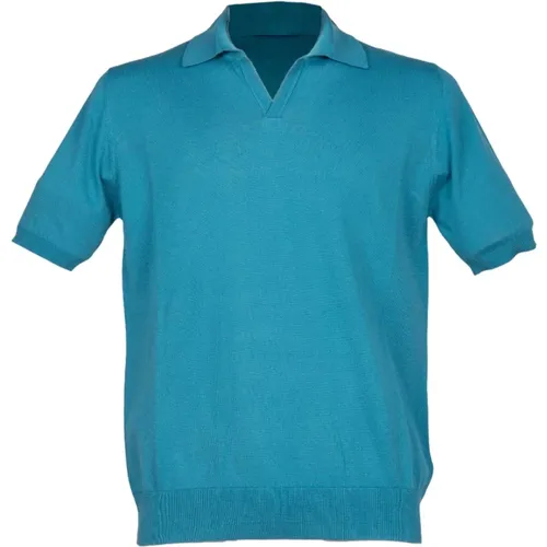 Turquoise V-Neck Cotton Polo Shirt , male, Sizes: L, M, 4XL, 3XL, 2XL - Alpha Studio - Modalova