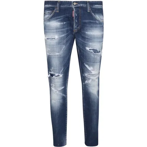 Ripped Navy Slim-fit Jeans , male, Sizes: 2XL, M, XS, L - Dsquared2 - Modalova