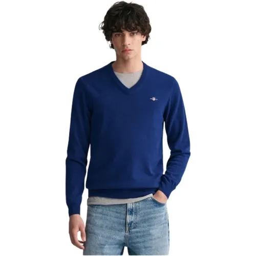 Ultrafeiner Woll-V-Ausschnitt-Pullover , Herren, Größe: L - Gant - Modalova