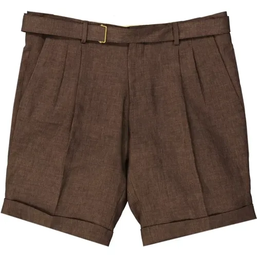 Linen High Waist Shorts , male, Sizes: S - Briglia - Modalova