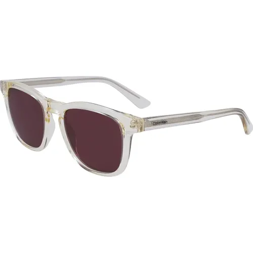 Transparente/braune Sonnenbrille , Herren, Größe: 52 MM - Calvin Klein - Modalova