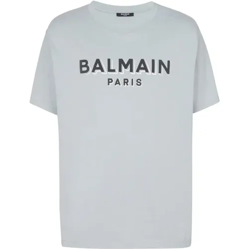 T-Shirts, male, , Size: XL Cotton Jersey Logo Crew Neck T-shirt - Balmain - Modalova