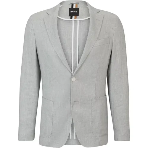 C-Hanry-233 blended linen jacket , male, Sizes: 2XL, 4XL - Hugo Boss - Modalova