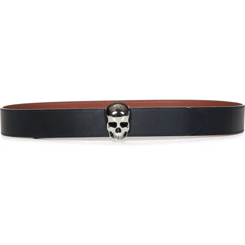 Reversible Leather Belt with Skull Buckle , male, Sizes: 95 CM, 85 CM, 90 CM - alexander mcqueen - Modalova