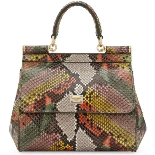 Snake Print Handbag with Removable Strap , female, Sizes: ONE SIZE - Dolce & Gabbana - Modalova