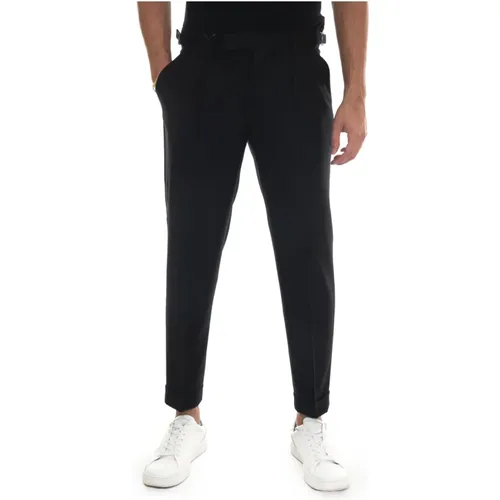 Slim Fit Flannel Trousers with Roll Hem , male, Sizes: 3XL, 2XL, L, S, XL - Paoloni - Modalova