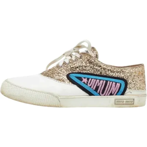 Pre-owned Sneakers, female, , Size: 11 US Pre-owned Leather sneakers - Miu Miu Pre-owned - Modalova