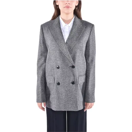 Blazers, female, , Size: S Double-breasted Donegal Wool Blazer - Max Mara Studio - Modalova