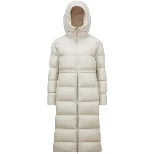 Down Coats, female, , Size: L Reversible Hooded Long Down Jacket - Moncler - Modalova