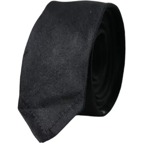 Ties, male, , Size: ONE SIZE Solid Silk Adjustable Tie - Dolce & Gabbana - Modalova