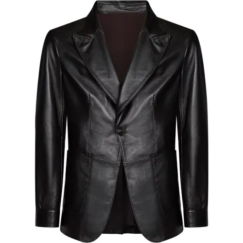 Leather Jackets, male, , Size: M Handmade Kangaroo Leather Blazer - Franzese Collection - Modalova