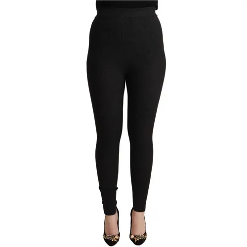 High Waist Stretch Tights Pants , female, Sizes: XS - Dolce & Gabbana - Modalova
