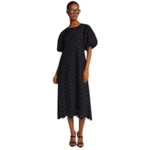 Cotton Dress with Elegant Puff Sleeves , female, Sizes: L, 2XL - Munthe - Modalova