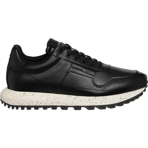 Sneakers, male, , Size: 8 US Leather Lace Closure Sneakers - Emporio Armani - Modalova