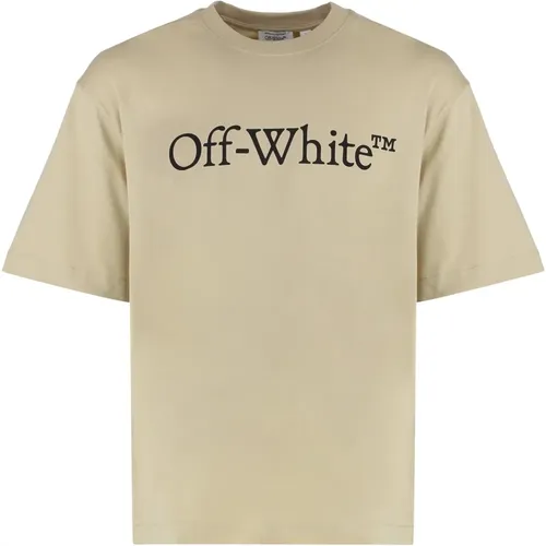 T-Shirts, male, , Size: L Ribbed crew-neck T-shirt in cotton - Off White - Modalova