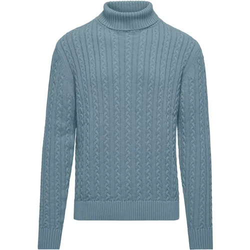 Turtlenecks, male, , Size: L Warm Cotton Cable Knit Mock Neck Turtleneck - BomBoogie - Modalova